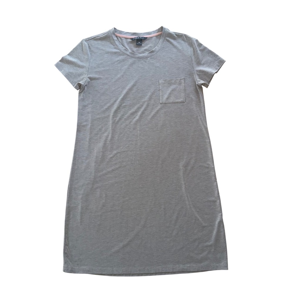 Free Fly T-Shirt Dress Womens Medium Gray Excellent‎ Bamboo Pocket Short Sleeve